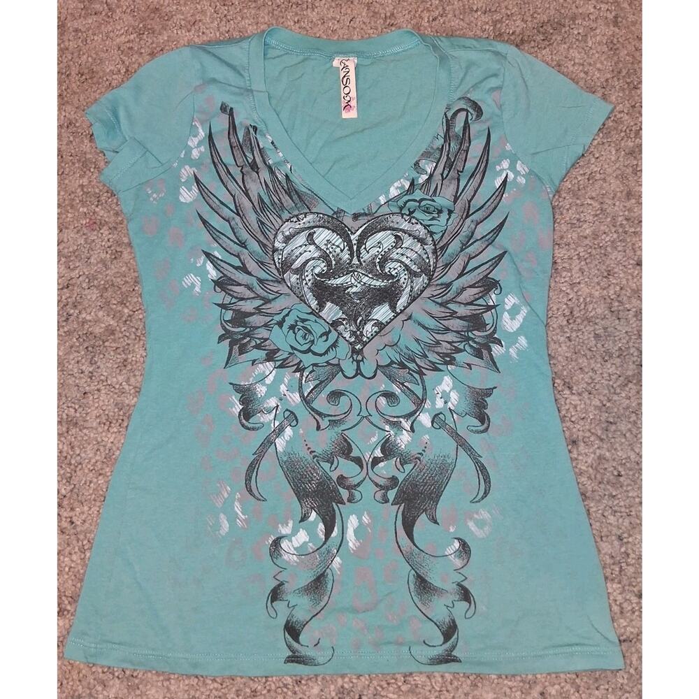 Ransom Y2K Womens Sz Medium Teal Shirt